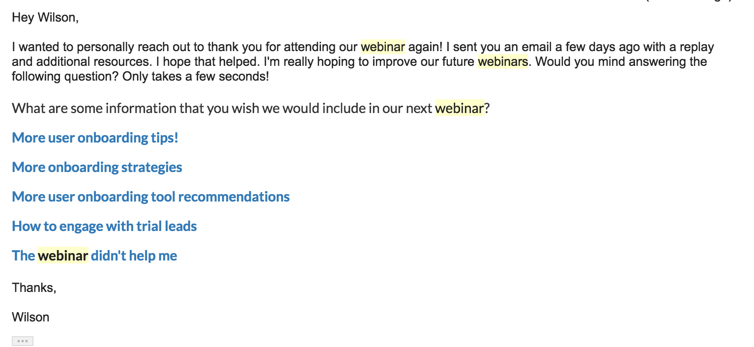 Webinar Follow Up Email Template